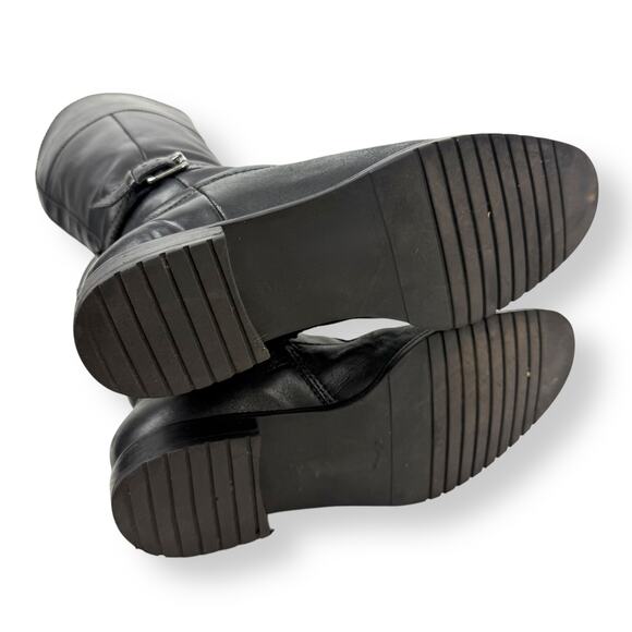 Vintage LL BEAN black leather tall equestrian boots with buckle trim - Picture 8 of 16